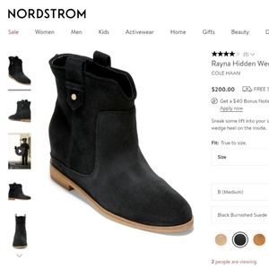 NIB Cole Haan Black Suede Wedge Booties Sz. 7.5